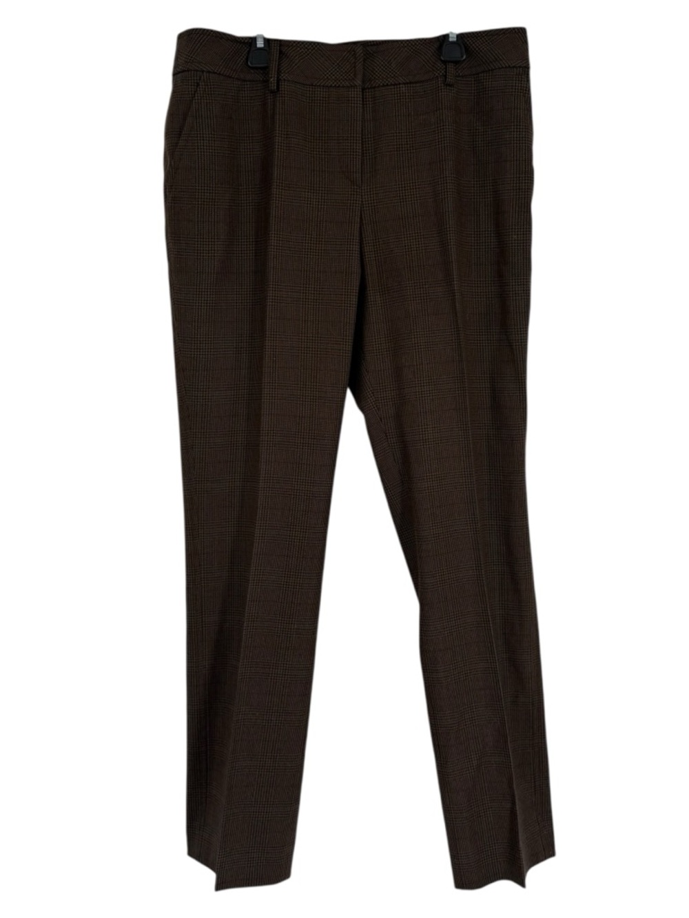 Akris Punto Wool Houndstooth Pants Women Size 10 Brown Lined Straight Leg